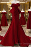 Simple Mermaid Strapless Long Red Prom Dress Evening Dress
