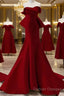 Simple Mermaid Strapless Long Red Prom Dress Evening Dress