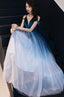 Simple Navy Blue Tulle Long Prom Dress, Green Tulle Evening Dress
