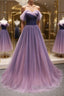 Simple off shoulder tulle long prom Dress, tulle formal Dress