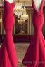 Simple Red Mermaid Long Prom Dress, Red Evening Dress