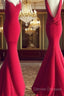 Simple Red Mermaid Long Prom Dress, Red Evening Dress