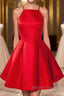 Simple Red Short Prom Homecoming Dress, Short Red Mini Formal Graduation Evening Dress