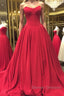 Simple red sweetheart long prom Dress, red evening Dress