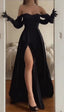 Simple Strapless Wedding Guest Dress Black Slit Prom Dress Birthday Outfits