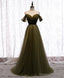 Simple Sweetheart Tulle Off Shoulder Long Prom Dress, Aline Tulle Formal Dress