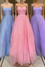 Simple tulle sequin long prom Dress, tulle formal Dress