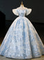Sky Blue Tulle Off the Shoulder Quinceanera Dress