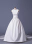 Soft Satin Ball Gown Wedding Dress With Detachable Train Floor Length