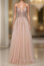 Spagehetti-Strap V-Neck Sleeveless Prom Dress with Beading