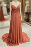 Spaghetti-Straps Chiffon Sweetheart Sleeveless A-Line Prom Dress