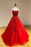 Spaghetti Straps Floral Lace Aline Evening Gown Sleeveless Prom Party Gowns