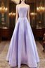 Spaghetti Straps Prom Dress Satin Floor Length