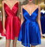 Spaghetti Straps Satin Homecoming Dress,Mini Prom Dress