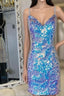 Spaghetti Straps Tight Blue Sequins Homecoming Dress Party Dress