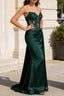 Sparkly Corset Strapless Dark Green Mermaid Long Prom Dress