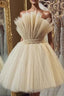 Strapless Beige A Line Short Homecoming Dress