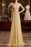 Strapless Gold High Waist Chiffon Long Bridesmaid Dress