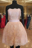 Strapless Lace Homecoming Dress Short Prom Gown