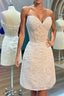Strapless Short White Lace Prom Dress, Short White Lace Formal Homecoming Dress