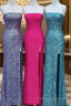 Strapless Sparkly Long Prom Dress With Slit,Formal Dress,Charming Dance Dress