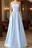 Strapless Stain Prom Dress With Pockets