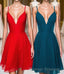 Straps A-Line Chiffon Red Pretty Homecoming Dress