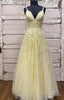 Straps A-line Leaf Lace Long Prom Dress