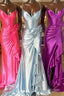 Straps V-Neck Satin Mermaid Prom Dress with Bow