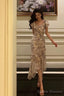 Stunning Mermaid V Neckline Short Sleeves Date Night Dress Prom Dresses Floral Birthday Party Outfit