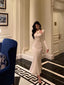 Stunning Sheath Halter Long Sleeves White Date Night Dress Ruffles Prom Dress Birthday Outfit