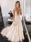 Stylish V Neck Tulle Applique Long Prom Dress