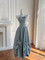 Sweet Light Blue Bud Strappy Bow Prom Dress