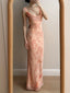 Sweet Pink Mermaid Backless Bow Print Chiffon Long Prom Dress Evening Dress