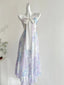 Sweet Purple And Blue Gradient A-Line Suspender Bow Chiffon Long Prom Dress Evening Dress