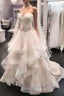 Sweetheart Champange Ruffless Ball Gown Princess Wedding Dress