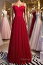 Sweetheart Neck Red Long Prom Dress, Red Long Formal Evening Dress