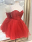 Sweetheart Neck Short Red Prom Dresses, Short Red Formal Graduation Dresses