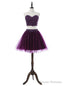 Sweetheart Short Mini Tulle Purple Homecoming Dresses A-line