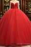 Sweetheart Sleeveless Red Wedding Desses Tulle Quinceanera 16 Dress