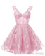 Teens Sparkly Tulle Light Pink Homecoming Dresses Spaghetti Straps Short Cocktail Party Prom Dress
