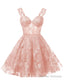Teens Sparkly Tulle Peach Pink Homecoming Dresses Spaghetti Straps Short Cocktail Party Prom Dress