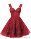 Teens Sparkly Tulle Red Homecoming Dresses Spaghetti Straps Short Cocktail Party Prom Dress