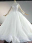 The Largest Variety Of Styles Ivory White Tulle Sequins Long SLeeve Open Back Beading Sequins Wedding Dress