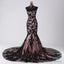Top Black Lace Mermaid Prom Evening Gowns Sleeveless