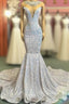 Trumpet Mermaid Beading Sequin White Prom Dress