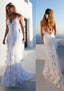 Trumpet/Mermaid Spaghetti Straps Court Train Lace Prom Dresses