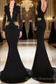 Trumpet/Mermaid V-neck Chapel Train Jersey Prom Dress With Appliques Lace