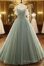 Tulle Ball Gown Long Prom Dress With Beading,Evening Dress,Charming Dance Dress