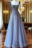 Tulle Belt Prom Dress Spaghetti Strap Shine Mermaid Dress